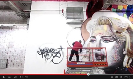 (click on image above or visit: www.youtube.com/watch?v=pN2wk-rqgzo) In 2014, Equity Office Properties commissioned Boogie for a monumental work that paid tribute to pop music icons in Times Square, which entailed painting his modern hieroglyphics for 30 days straight for an average of 12 hours per day.